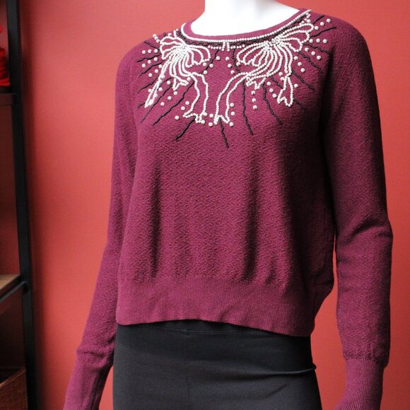Anthropologie Field Flower Beaded Sweater - Picture 2 of 11